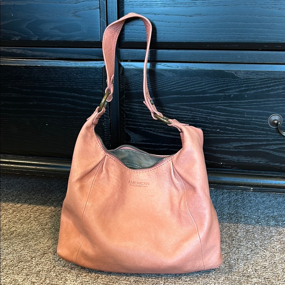 Pink Leather Hobo-Style Purse